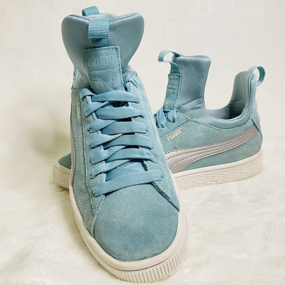 Puma Fierce Suede Basketball High Top Shoes Teal Women's  5.5c Y2K Athleasure - Picture 7 of 10